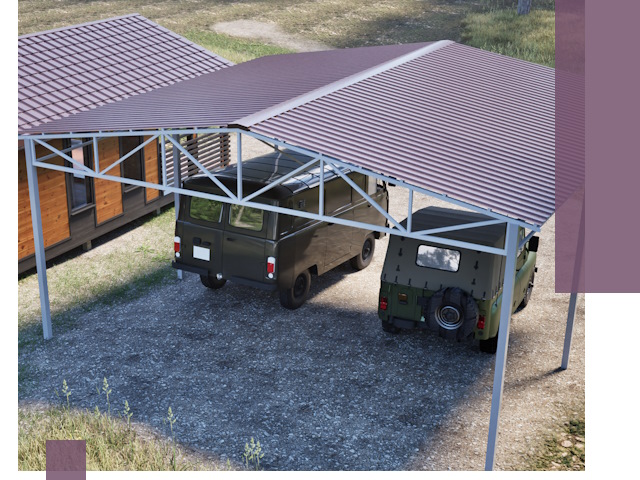 Двускатные навесы под ключ в Сочи — изготовление и монтаж